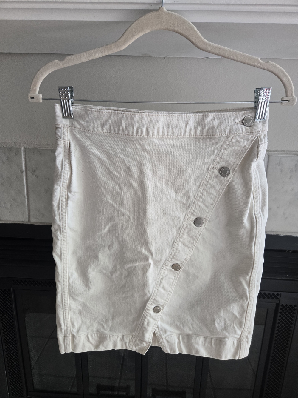Hudson Jeans Off-White Button-Trim Pencil Skirt
